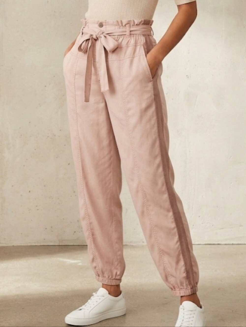 Free People Dusty Pink Paperbag Tie Waist Joggers Size Small